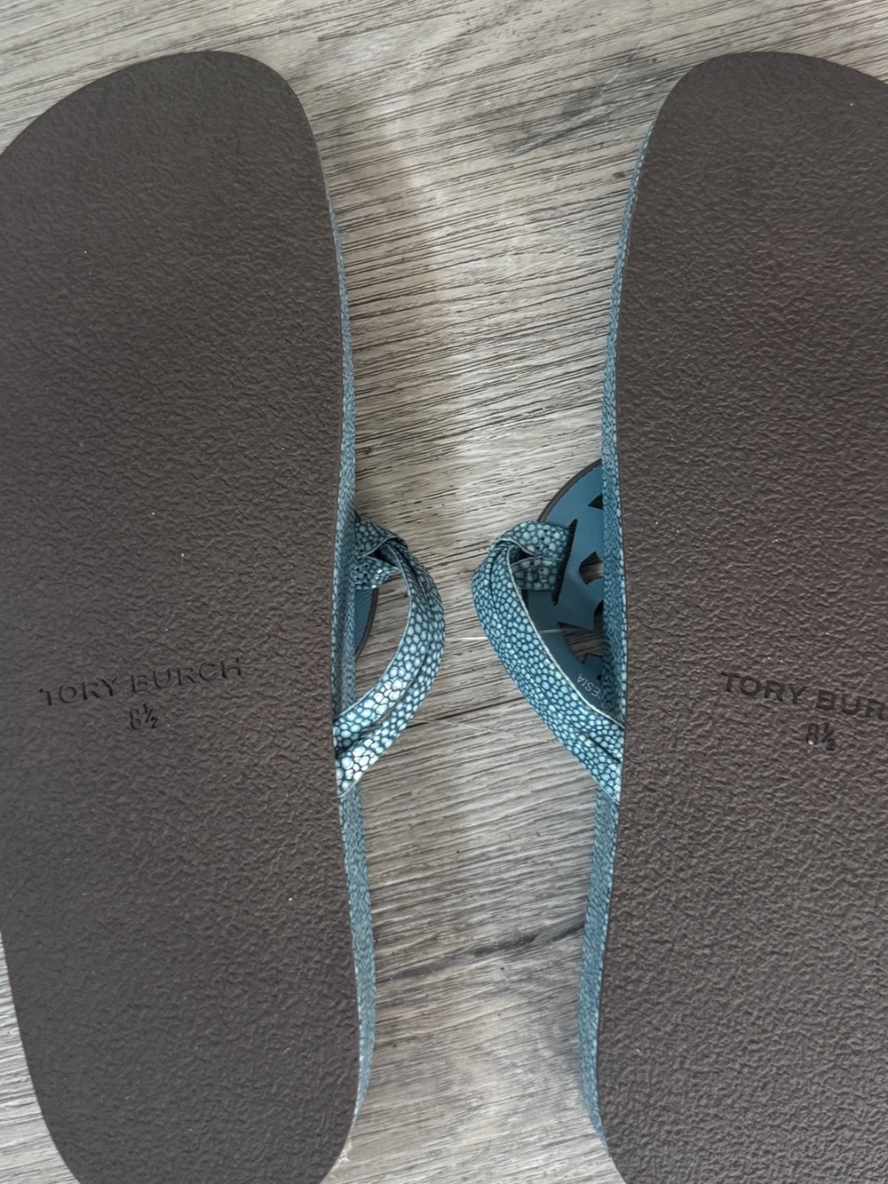 Tory Burch Sea Wind Miller Cloud Leather Thong SandalsComfort Straps US 8.5 - Picture 6 of 9